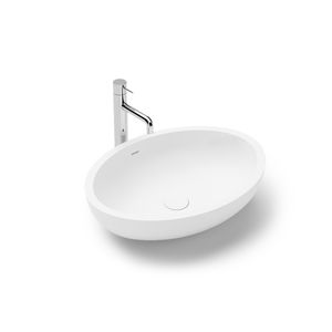 lavabo sobre encimera / ovalado / de mineral compuesto / de resina