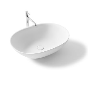 lavabo sobre encimera / ovalado / de mineral compuesto / de resina