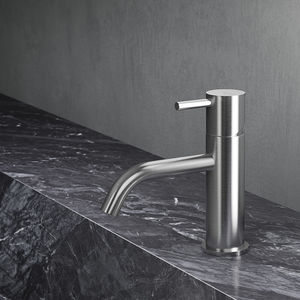 grifo monomando para lavabo / de acero inoxidable / de baño / con 1 orificio