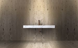 lavabo suspendido / rectangular / de mármol / de piedra natural