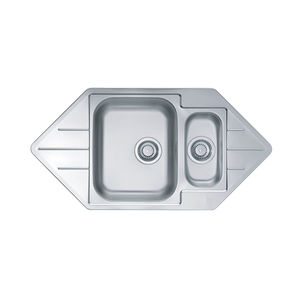 fregadero de 2 senos / de acero inoxidable / de esquina / con escurridor