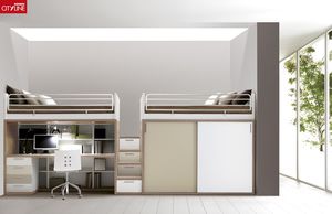 cama simple / alta / moderna / de madera