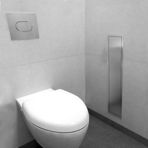 dispensador de papel higiénico empotrable / de acero inoxidable / para el sector servicios
