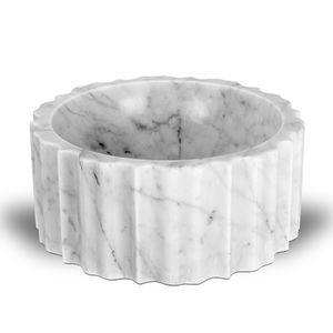 lavabo sobre encimera / redondo / de mármol / moderno