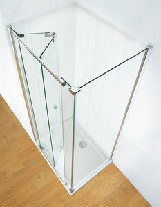 cabina de ducha de cristal / rectangular / con puerta plegable