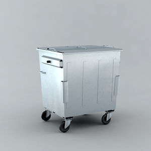 contenedor de basura / de chapa de acero / con ruedas / moderno