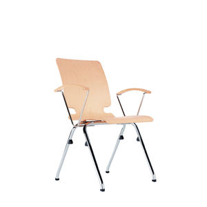 silla de visita moderna / con reposabrazos / apilable / con mesita