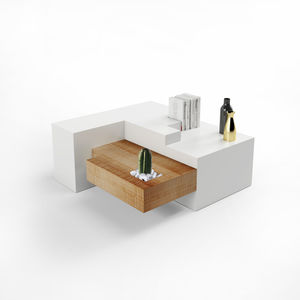 mesa de centro de diseño original / de roble natural / de MDF lacado / de interior