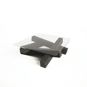 mesa de centro moderna / de abeto / de cristal / cuadrada