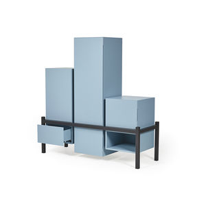 aparador alto / moderno / de MDF lacado / azul