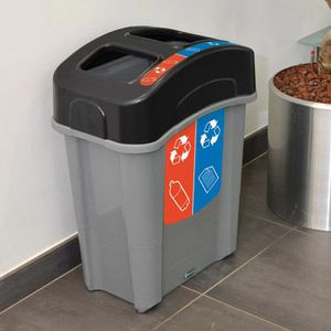 cubo de basura público / de plástico reciclado / de reciclaje / moderno