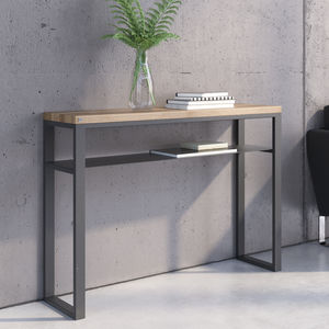 mesa consola / moderna / de acero con revestimiento en polvo / de roble