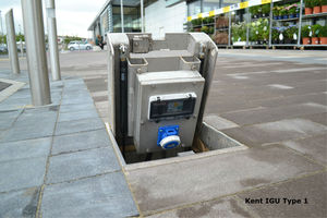bolardo de suministro eléctrico / de acero inoxidable / abatible