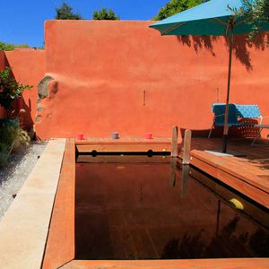piscina enterrada / de madera / a medida / con filtración biológica