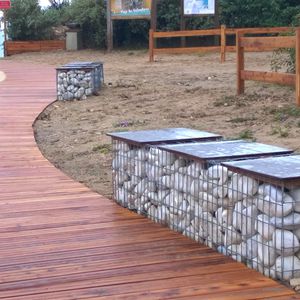 banco público / de jardín / moderno / de piedra