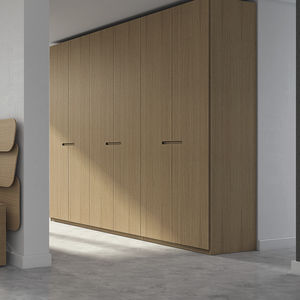 armario moderno / de roble / de chapa de madera / con puertas batientes