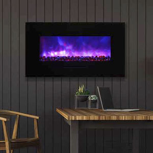 chimenea eléctrica / moderna / hogar cerrado / de pared