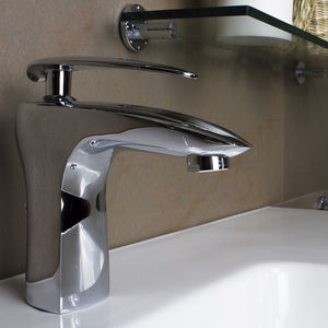 grifo monomando para lavabo / de latón cromado / de baño / con 1 orificio