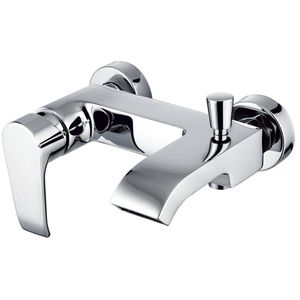 grifo monomando para ducha / para bañera / de pared / de latón cromado