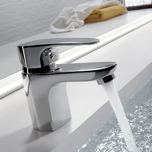 grifo monomando para lavabo / de latón cromado / de baño / con 1 orificio