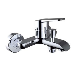 grifo monomando para ducha / para bañera / de pared / de latón cromado