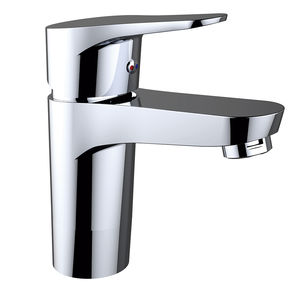 grifo monomando para lavabo / de latón cromado / de baño / con 1 orificio