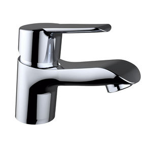 grifo monomando para lavabo / de latón cromado / de baño / con 1 orificio
