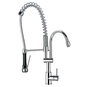 grifo monomando de latón cromado / para cocina / con 1 orificio / con ducha extraíble
