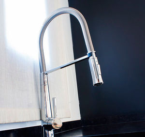 grifo monomando de latón cromado / para cocina / con 1 orificio / con ducha extraíble