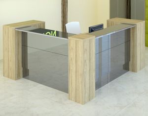 mostrador de recepción de esquina / de madera / con luz / para hotel