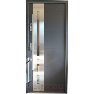 puerta de entrada / abatible / de acero inoxidable / de seguridad