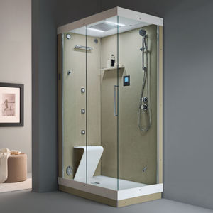 cabina de ducha de vidrio / de esquina / con puerta corredera