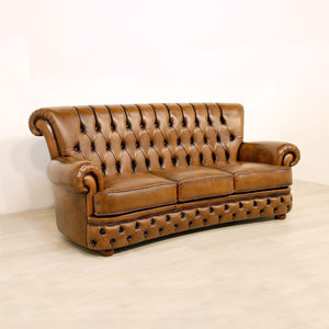 sofá Chesterfield / de cuero / de tejido / 3 plazas