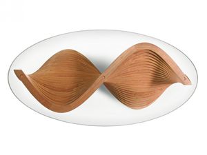 mesa de centro moderna / de cerezo / de vidrio / ovalada