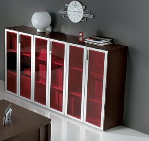 armario de oficina bajo / de madera / de metal / con puerta abatible