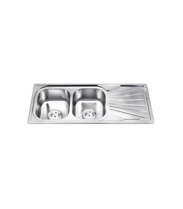 fregadero de 2 senos / de acero inoxidable / con escurridor
