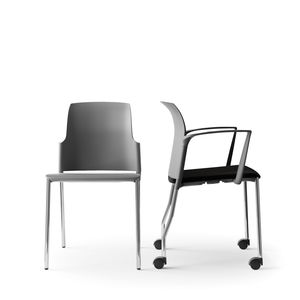 silla de conferencia tapizada / con reposabrazos / apilable / con ruedas