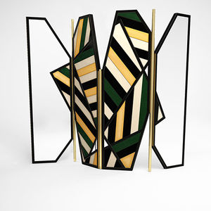 biombo de diseño original / madera / de latón pulido / con espejo