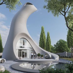casa individual / de diseño original / de hormigón / ecológica