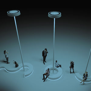banco público / de diseño minimalista / de resina / de fibra de vidrio