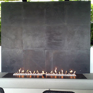 chimenea de gas / moderna / hogar abierto / central