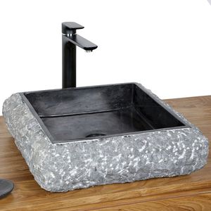 lavabo sobre encimera / cuadrado / de mármol / moderno
