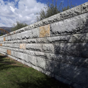 bloque de hormigón aspecto piedra / macizo / para valla de jardín / para muro de contención