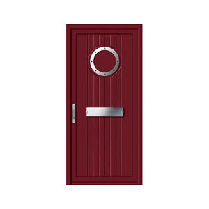 puerta de entrada / abatible / de aluminio / con ventanilla