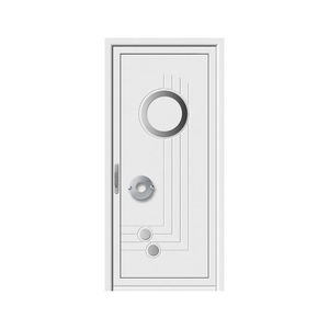 puerta de entrada / abatible / de aluminio / con ventanilla