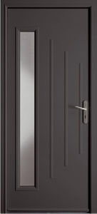 puerta de entrada / abatible / de aluminio / semividriada