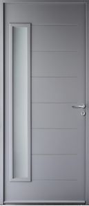 puerta de entrada / abatible / de acero / semividriada