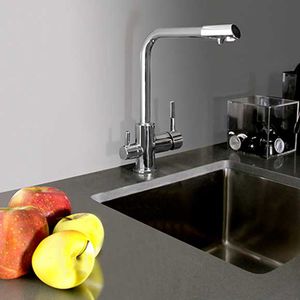 grifo monomando de metal cromado / para cocina / con 1 orificio