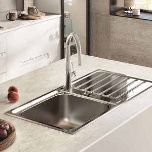 grifo monomando en encimera / de metal cromado / para cocina / con 1 orificio