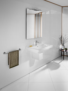 lavabo suspendido / rectangular / de cerámica / moderno
